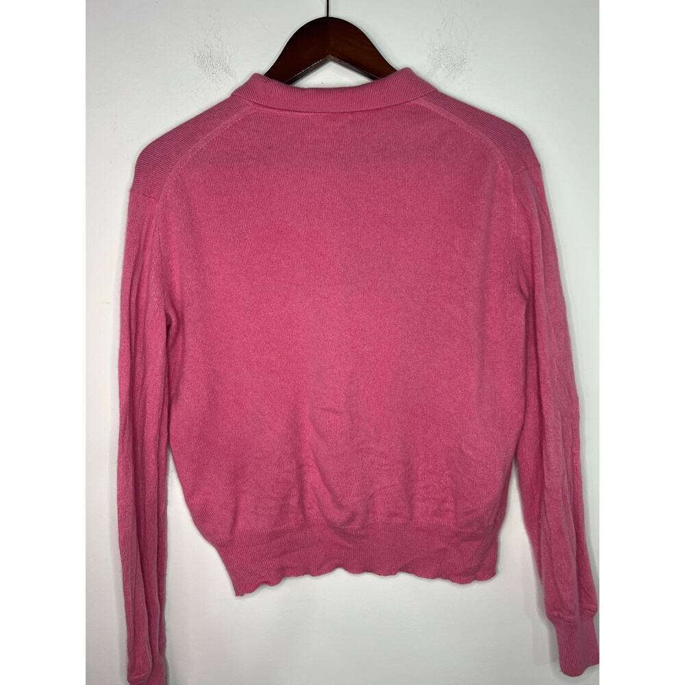 J.Crew Cashmere Collared Sweater in Flamingo Pink Oversized Henley Size XS - Picture 6 of 7